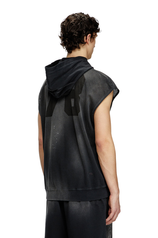 Sleeveless hoodie in mesh and jersey | Diesel Online Sleeveless hoodie in mesh and jersey | Diesel Online