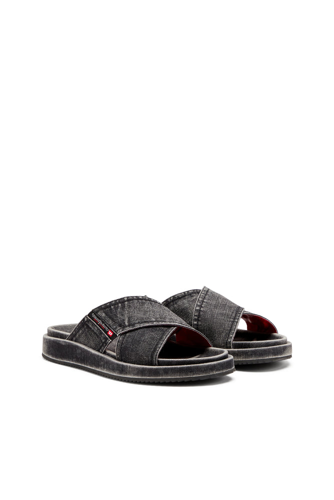Sa-Slide-Denim slides with criss-cross straps | Diesel Sa-Slide-Denim slides with criss-cross straps | Diesel