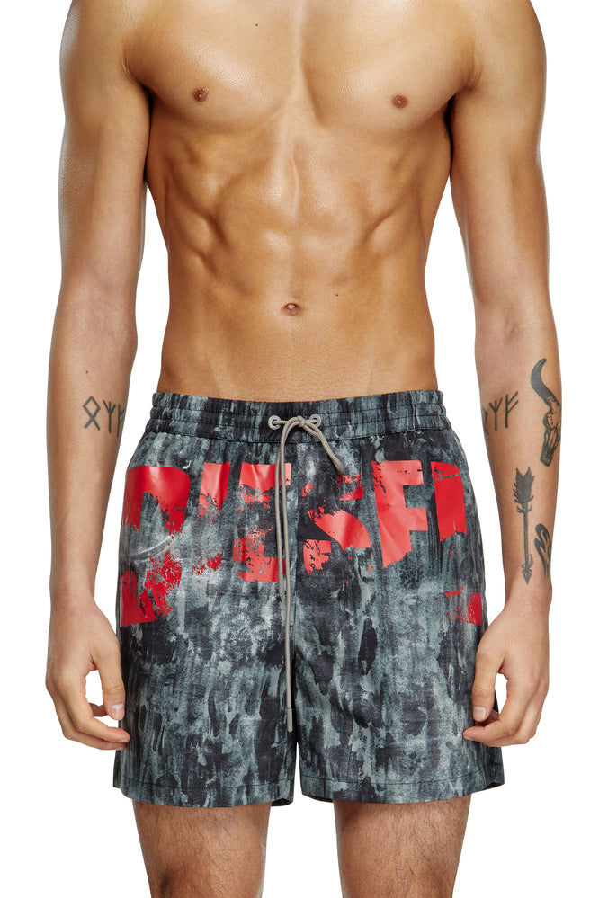 Mid-length swim shorts with graphic print