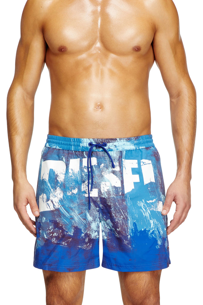 Mid-length swim shorts with graphic print