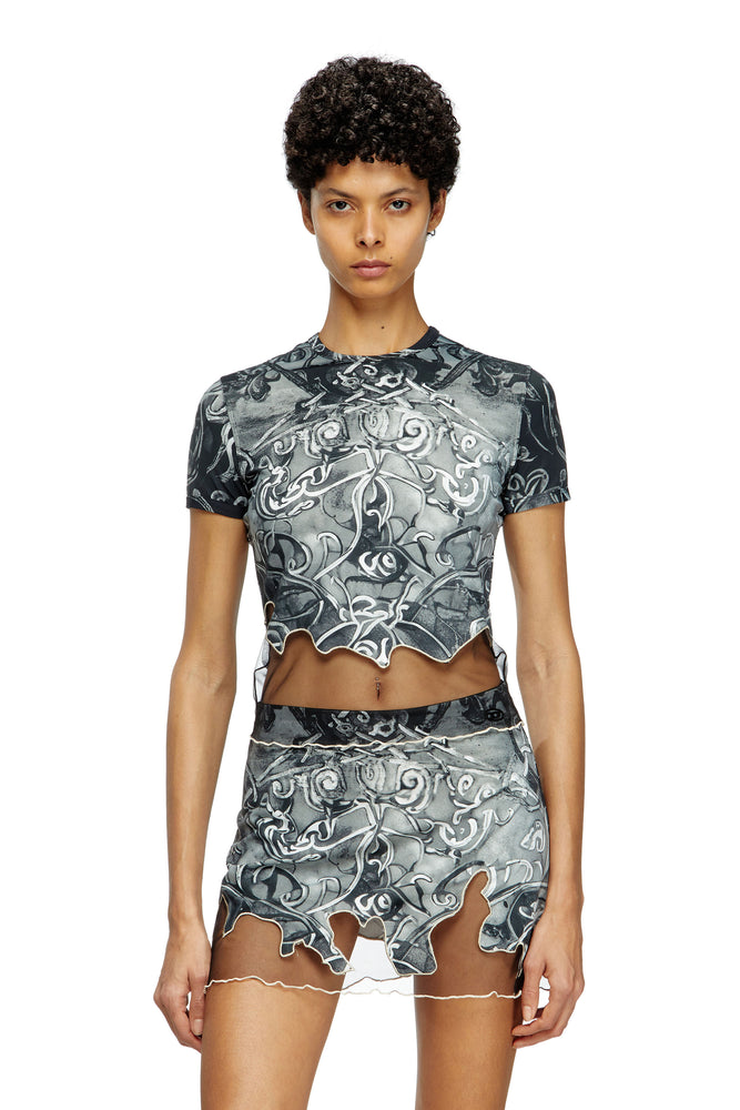 Nylon T-shirt with Heraldic print