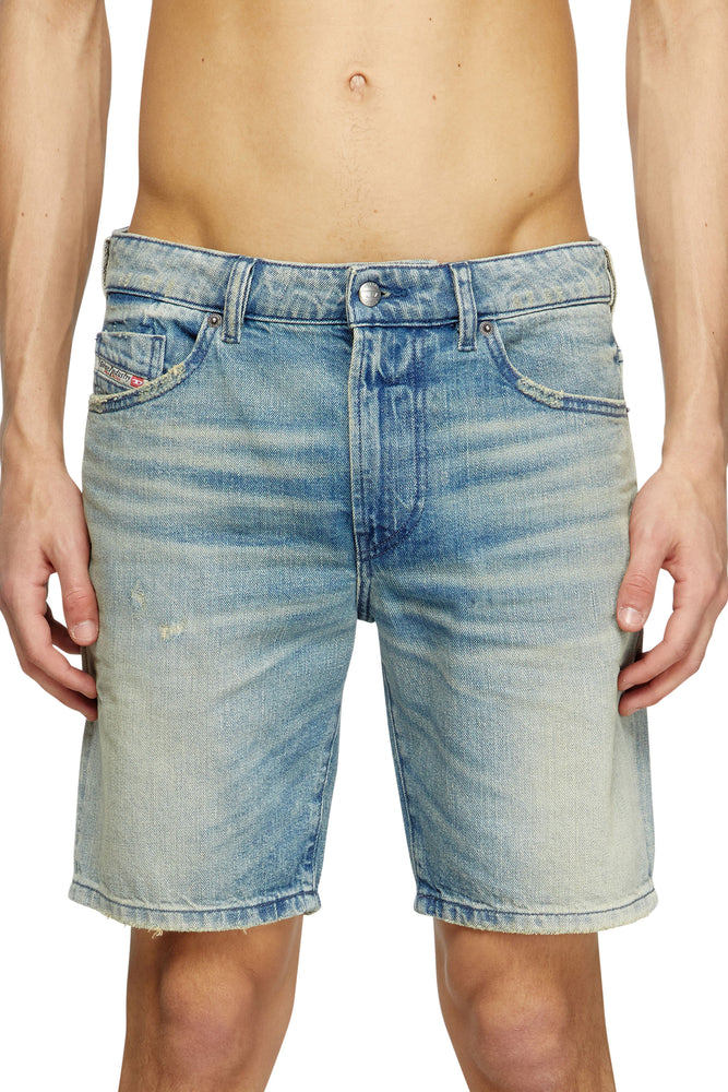 Slim shorts in worn-effect denim (2)