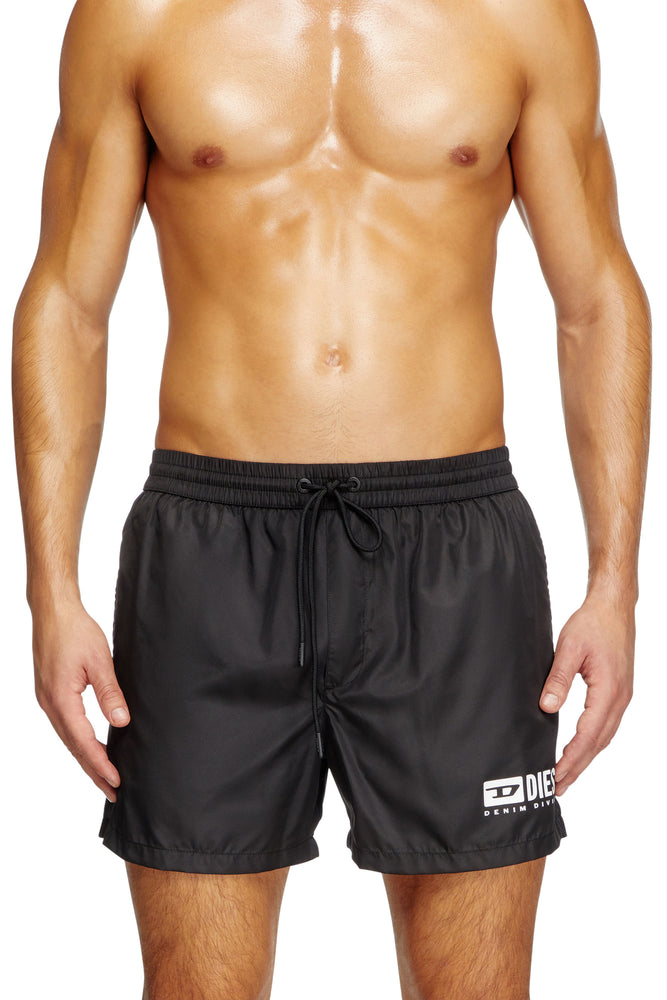 Mid-length swim shorts with logo print