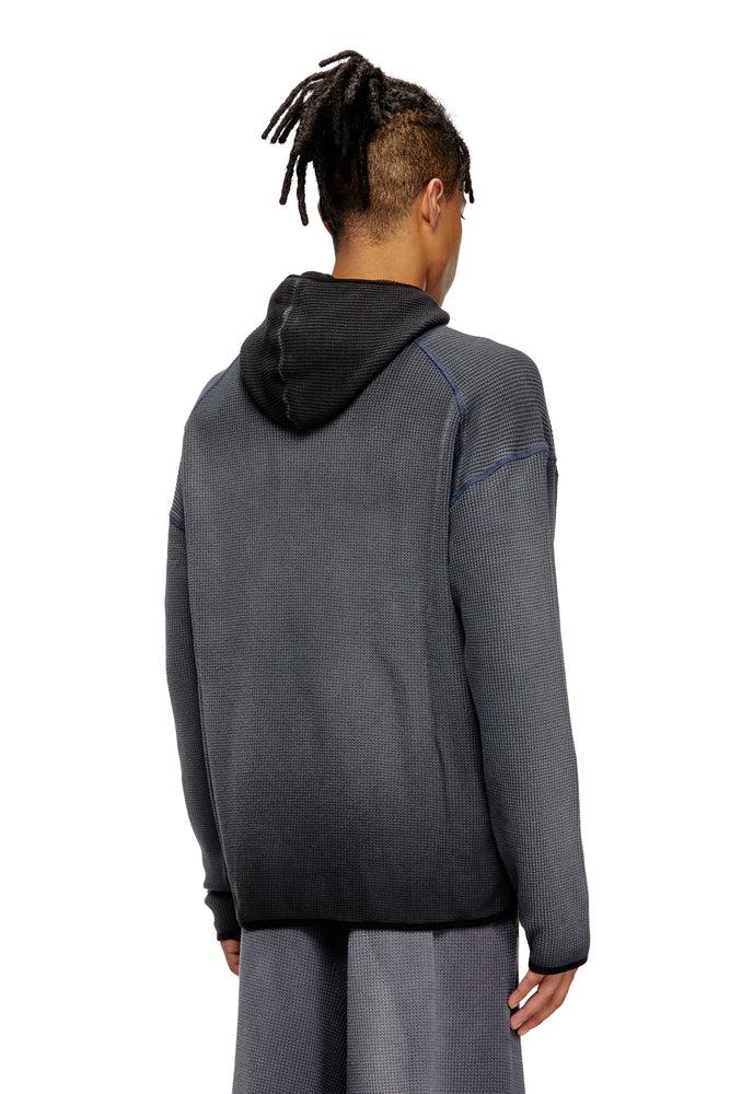 Faded waffle hoodie with graphic print (1)