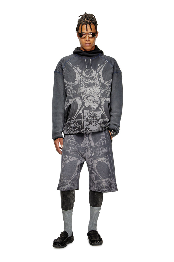 Faded waffle hoodie with graphic print (3)