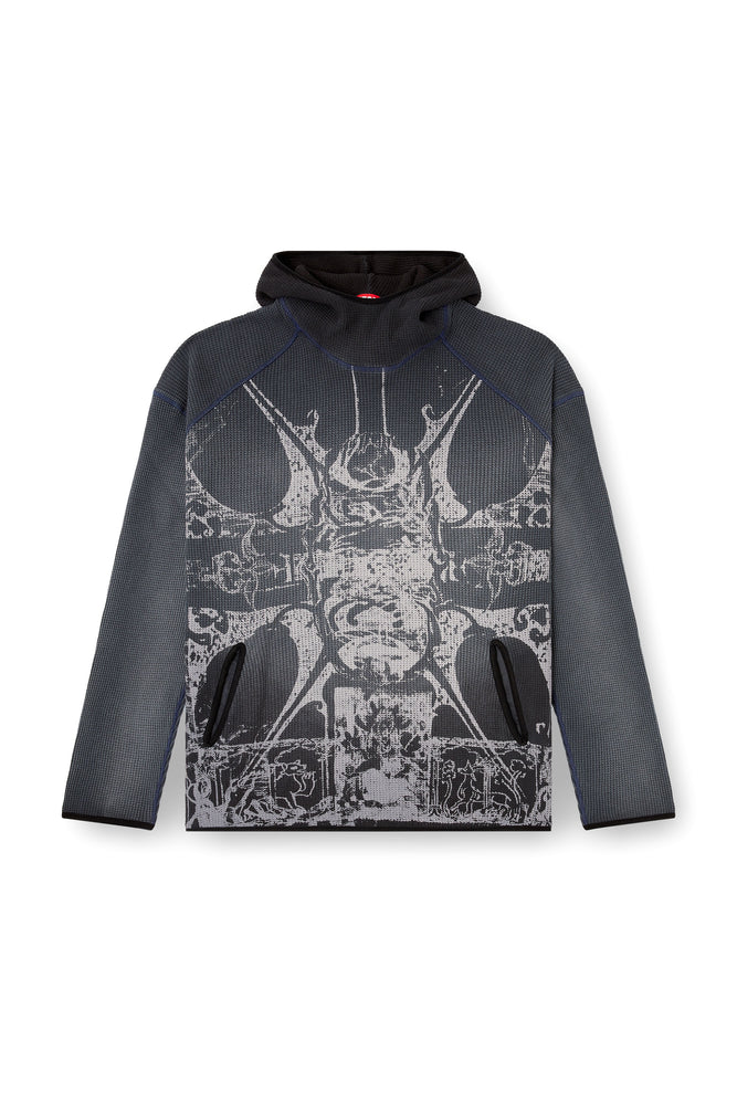 Faded waffle hoodie with graphic print | Diesel Online
