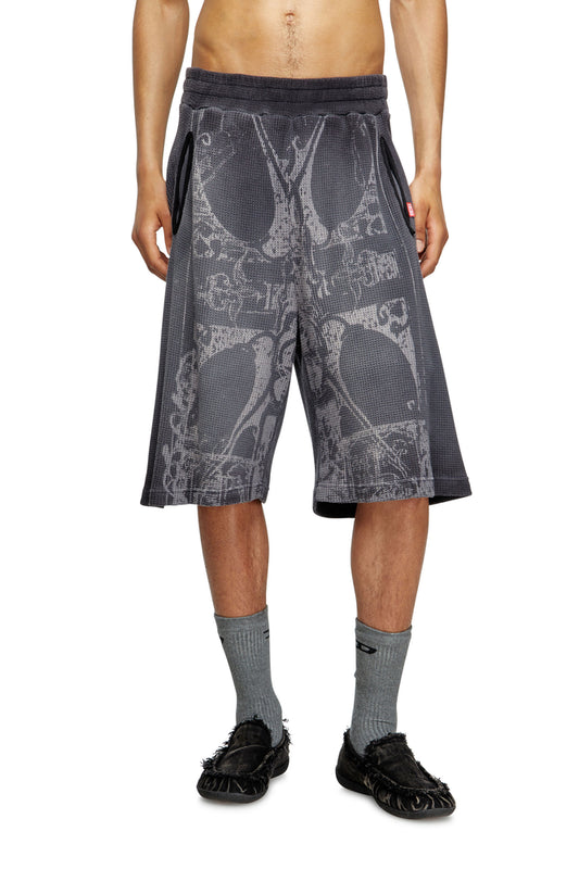 Waffle shorts with medieval print