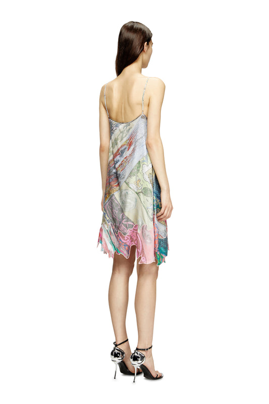 Viscose slip dress with Heraldic print (1)