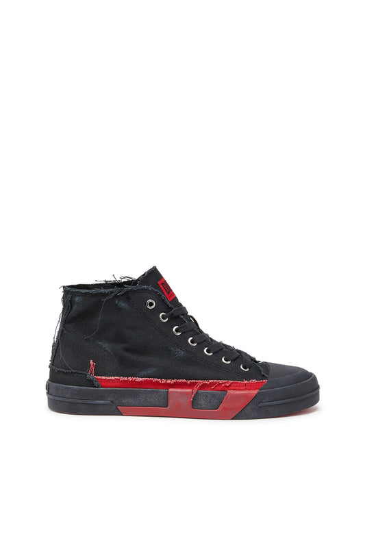 S-D-Verse-Distressed high-top sneakers in canvas