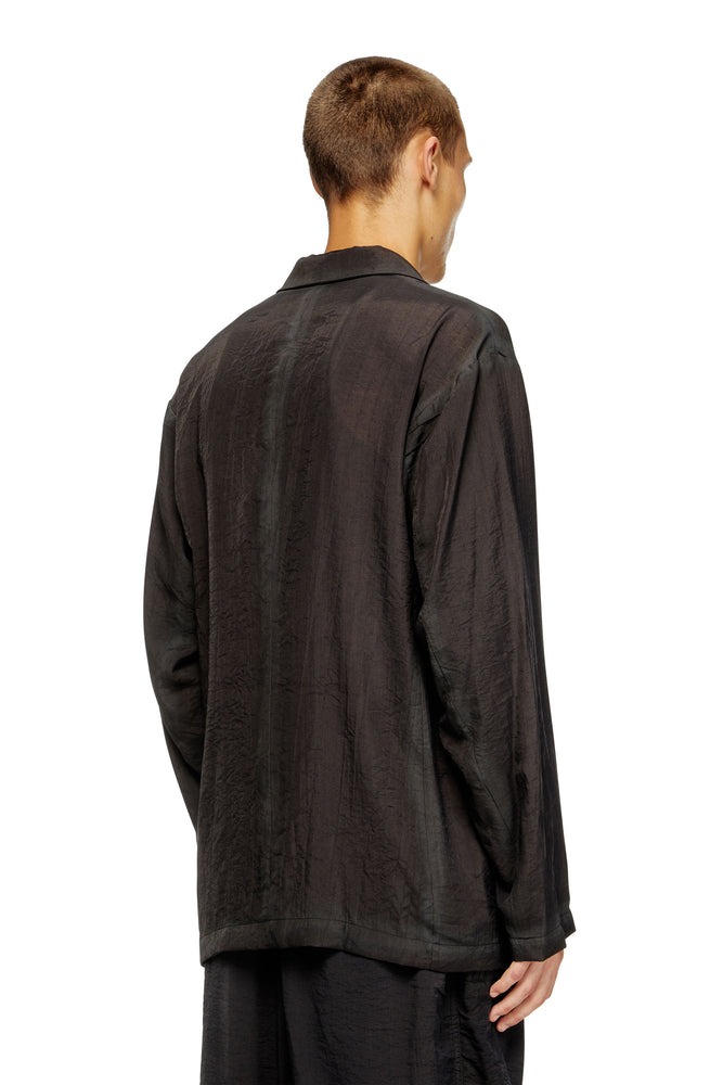 Double-breasted blazer in wrinkled shell (1)