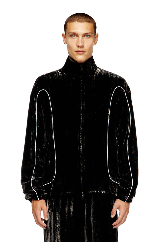 Track jacket in treated velvet