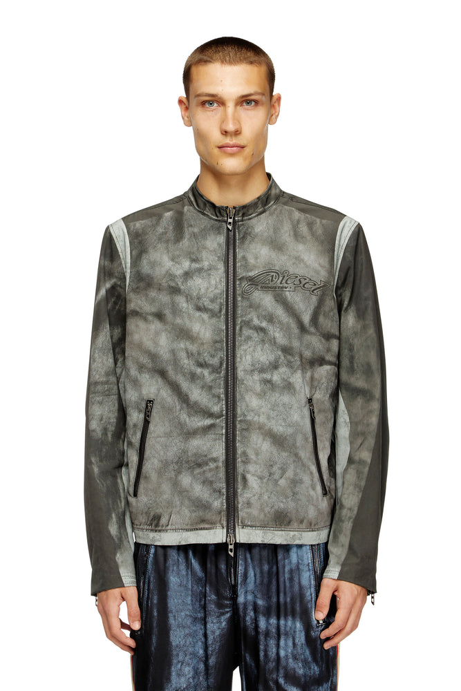 Biker jacket in printed canvas