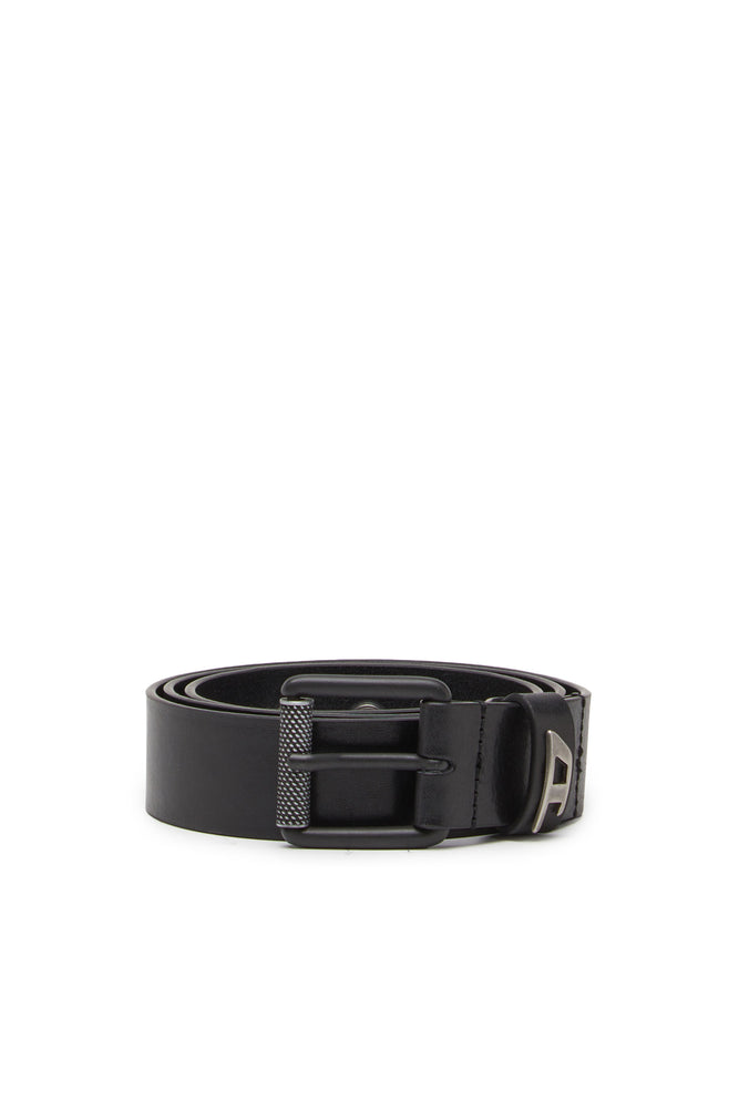 3.5cm shiny leather belt with logo loop