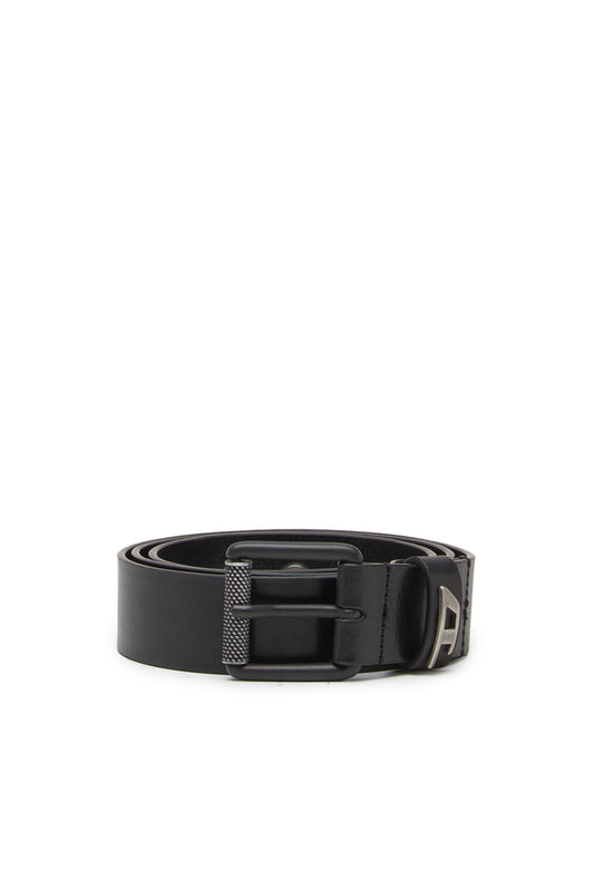 3.5cm shiny leather belt with logo loop