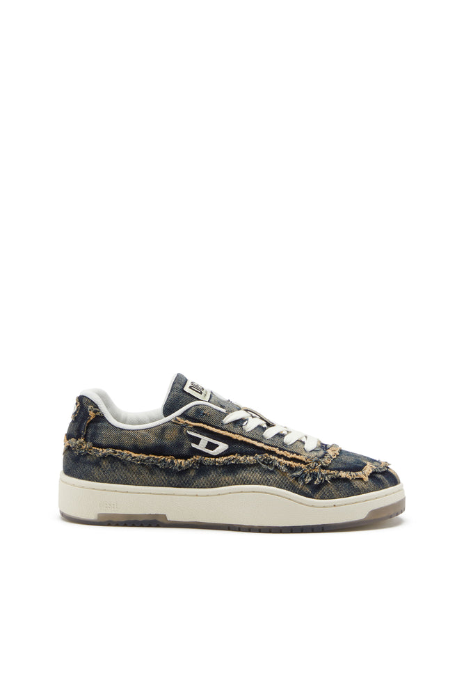 S-Tracker-D-Frayed denim sneakers with transparent sole