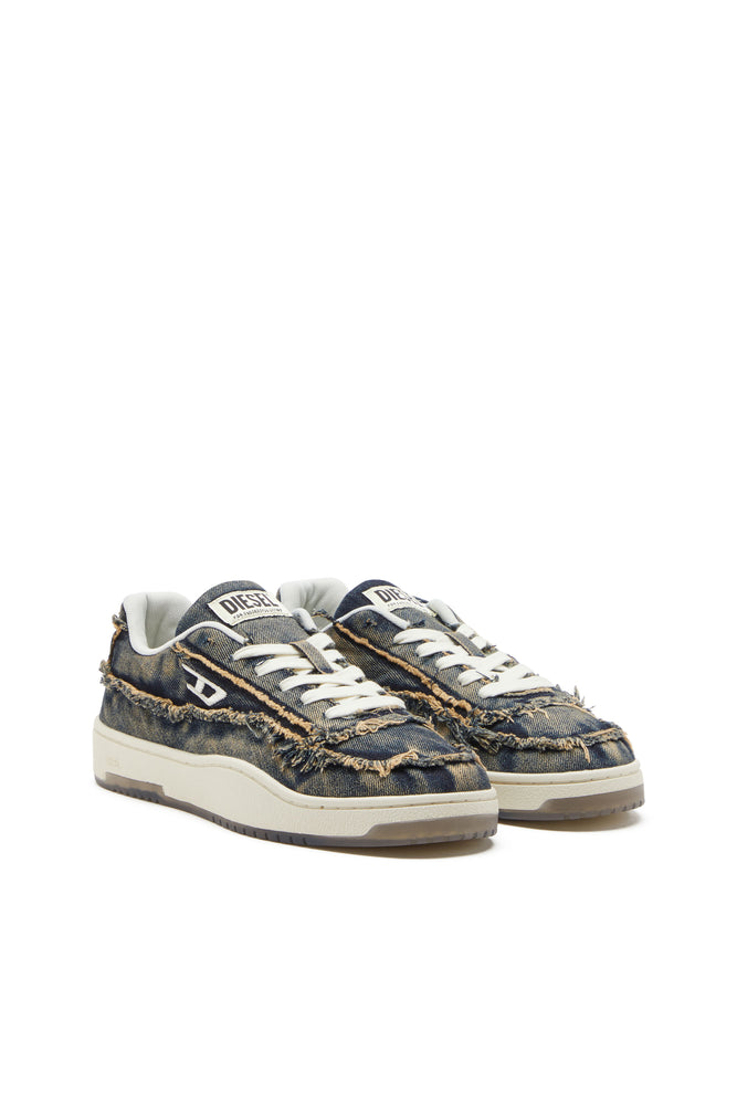 S-Tracker-D-Frayed denim sneakers with transparent sole (1)