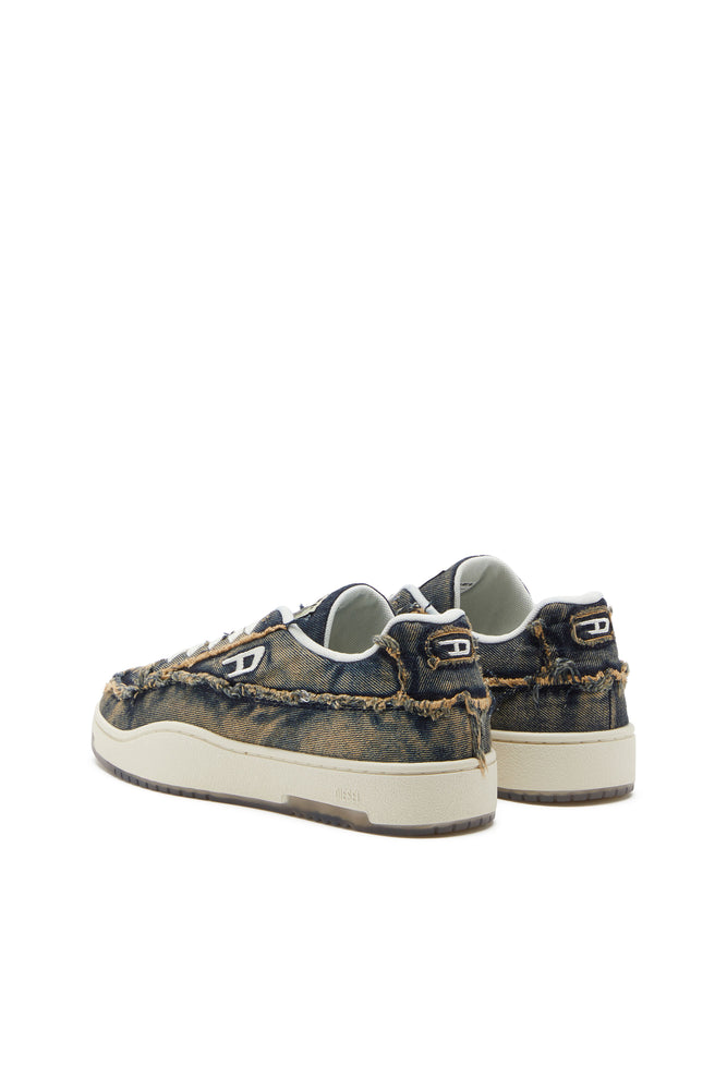 S-Tracker-D-Frayed denim sneakers with transparent sole (2)