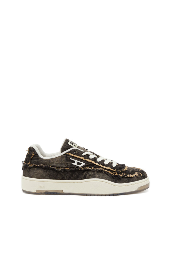 S-Tracker-D-Frayed denim sneakers with transparent sole