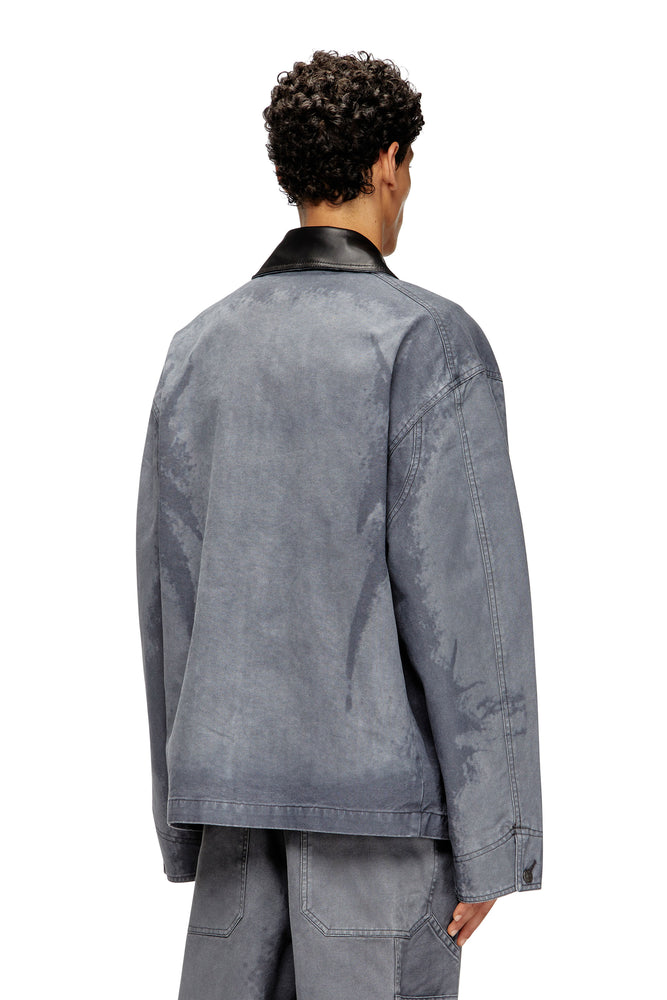 Canvas coach jacket with leather collar (1)