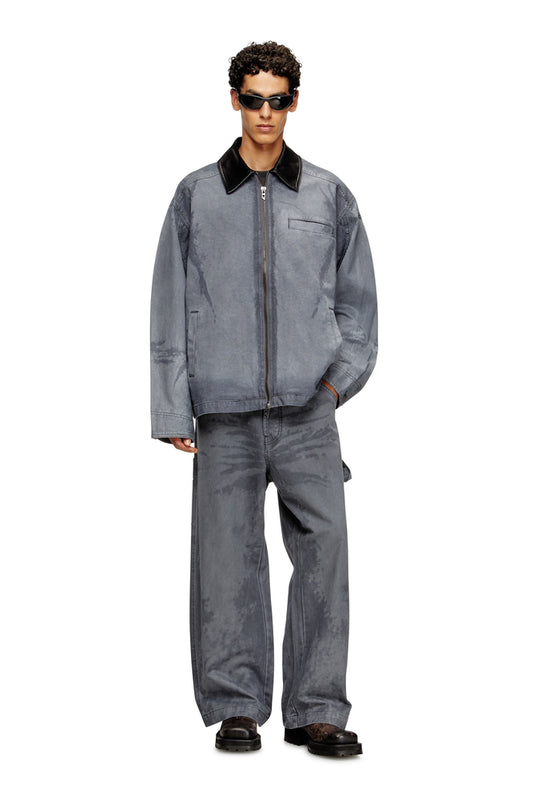 Canvas coach jacket with leather collar (3)