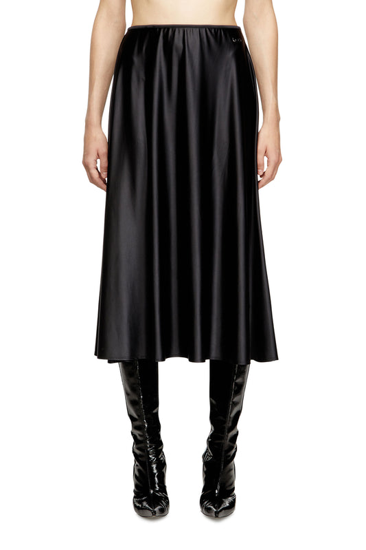 Midi skirt in flared nylon