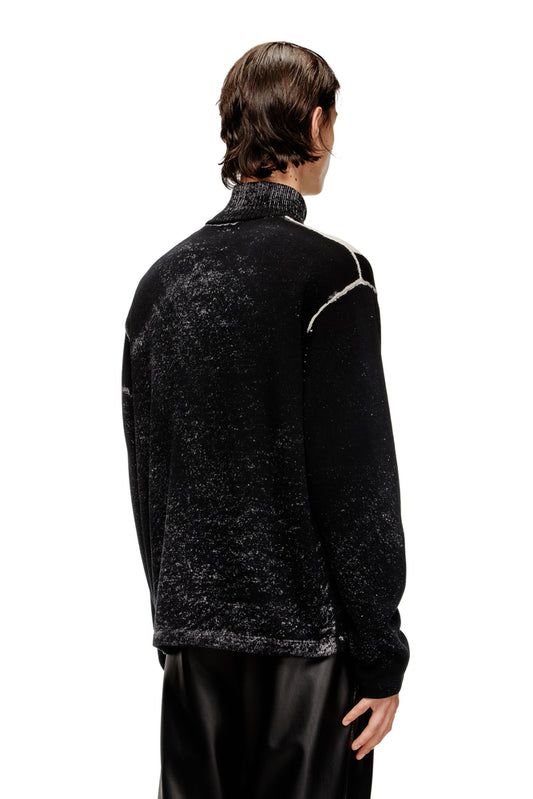 Inside-print striped zipped cardigan (1)