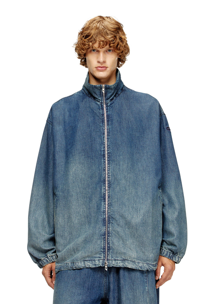 Zipped jacket in fluid denim