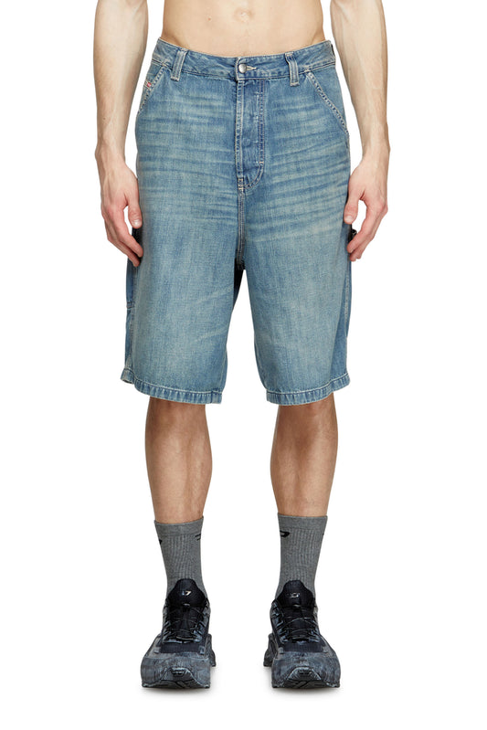 Utility-style denim shorts