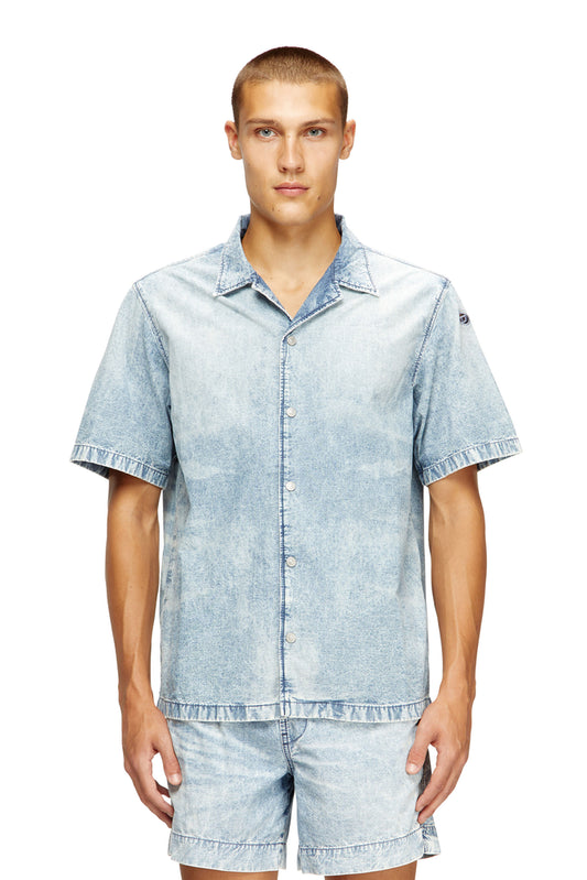 Bowling shirt in marbled denim