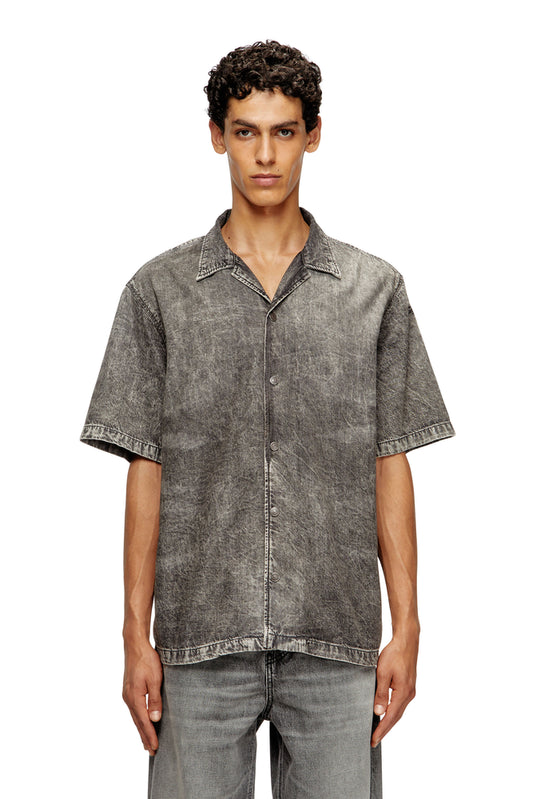 Bowling shirt in marbled denim