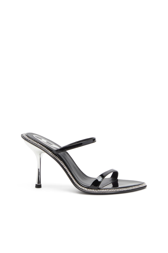 D-Havanna-Strappy patent mules with crystals