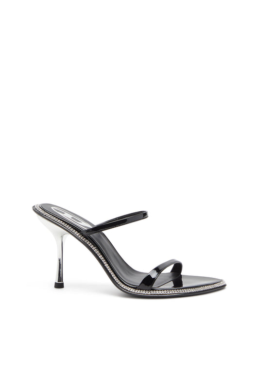 D-Havanna-Strappy patent mules with crystals
