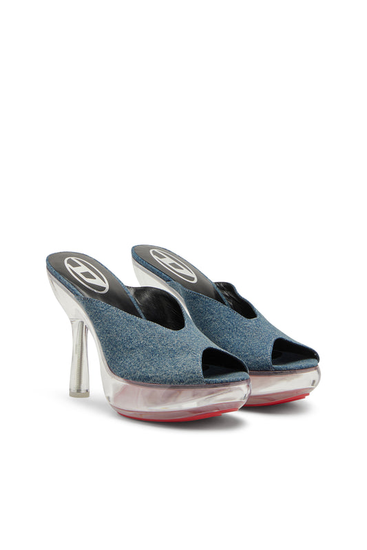 D-Lake-Platform mules in denim and plexiglass (1)