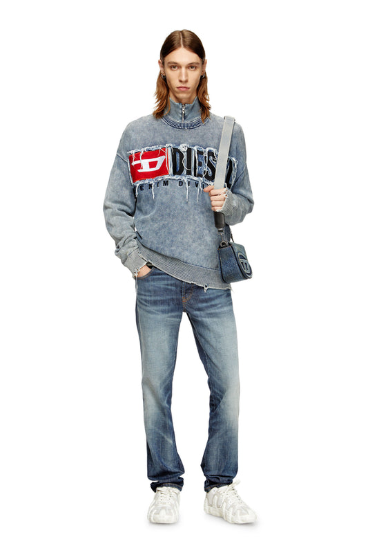 Cotton jumper with denim logo patch (3)