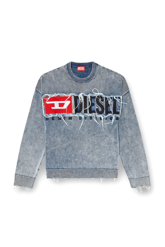 Cotton jumper with denim logo patch (4)