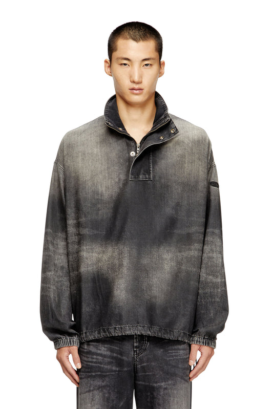 Denim top with mock neck