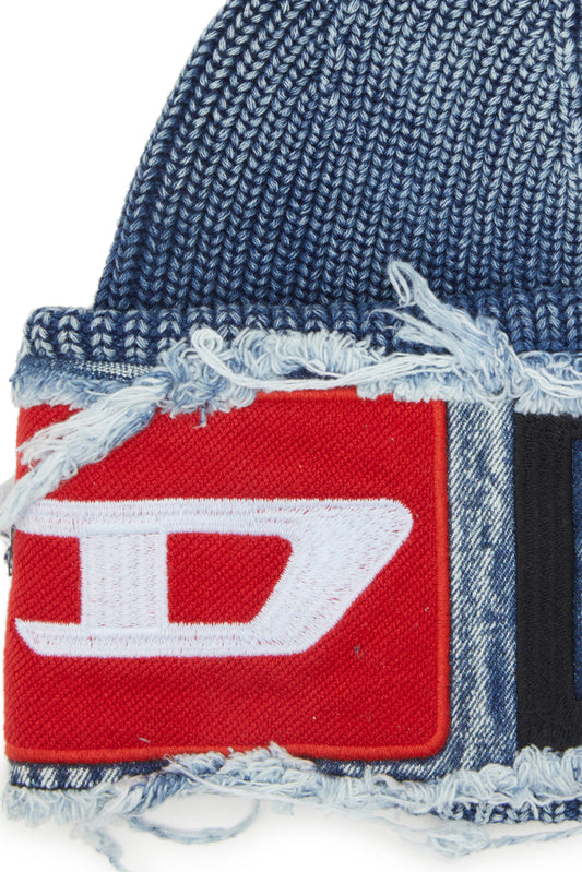Denim effect beanie with bold patch detail (2)