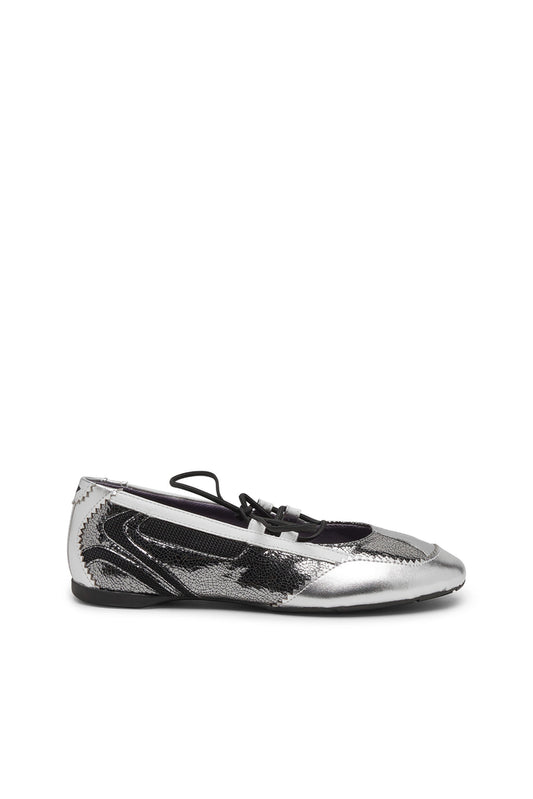 D-Mile-Metallic lace-up ballet flats