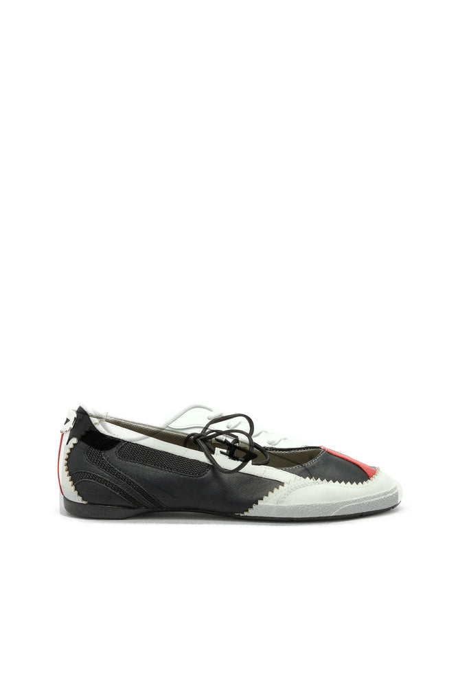D-Mile-Lace-up ballet flats in leather and mesh