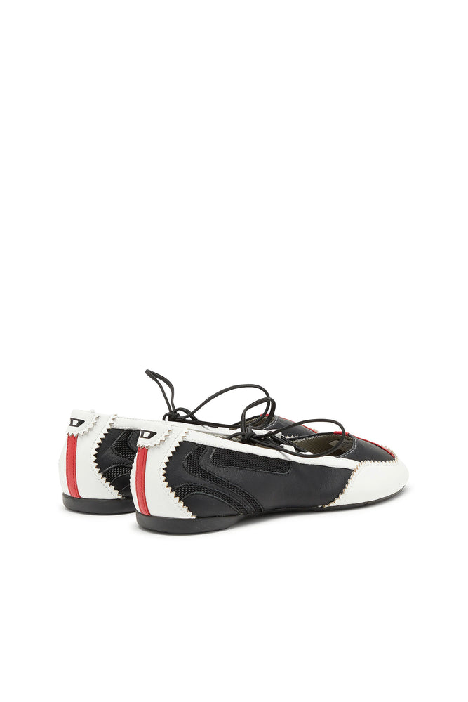 D-Mile-Lace-up ballet flats in leather and mesh (2)