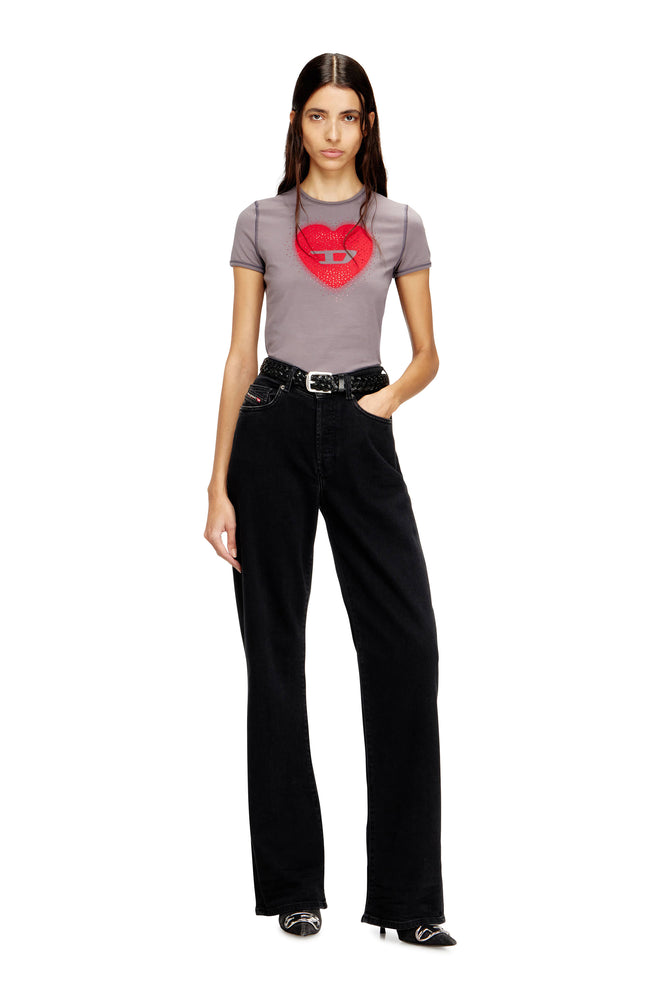 Slim T-shirt with heart print and studs (2)