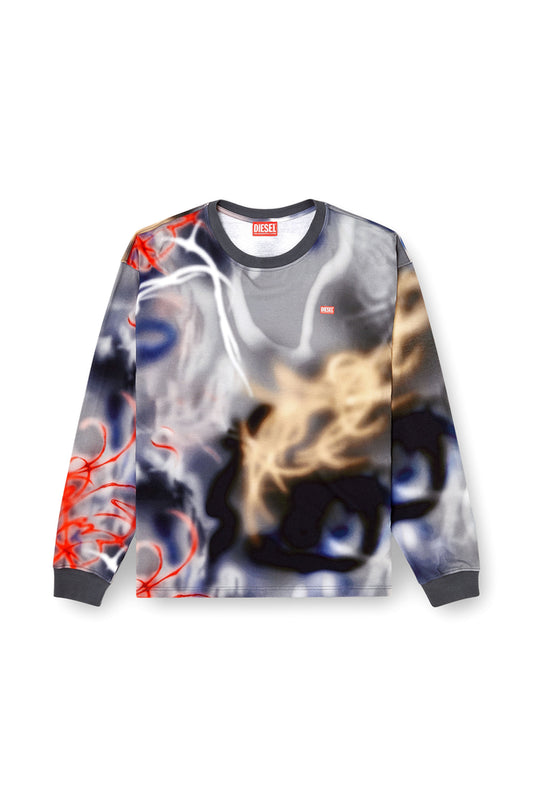 Long-sleeve graffiti-print T-shirt (3)