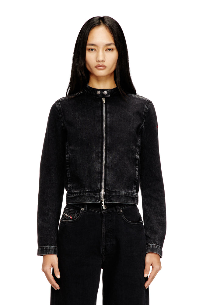 Moto jacket in denim in clean-wash denim