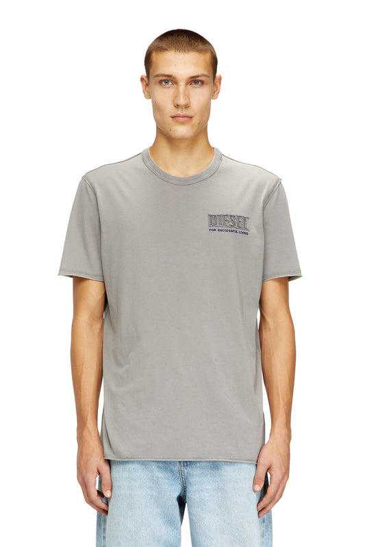 Acid-wash T-shirt with raw edges