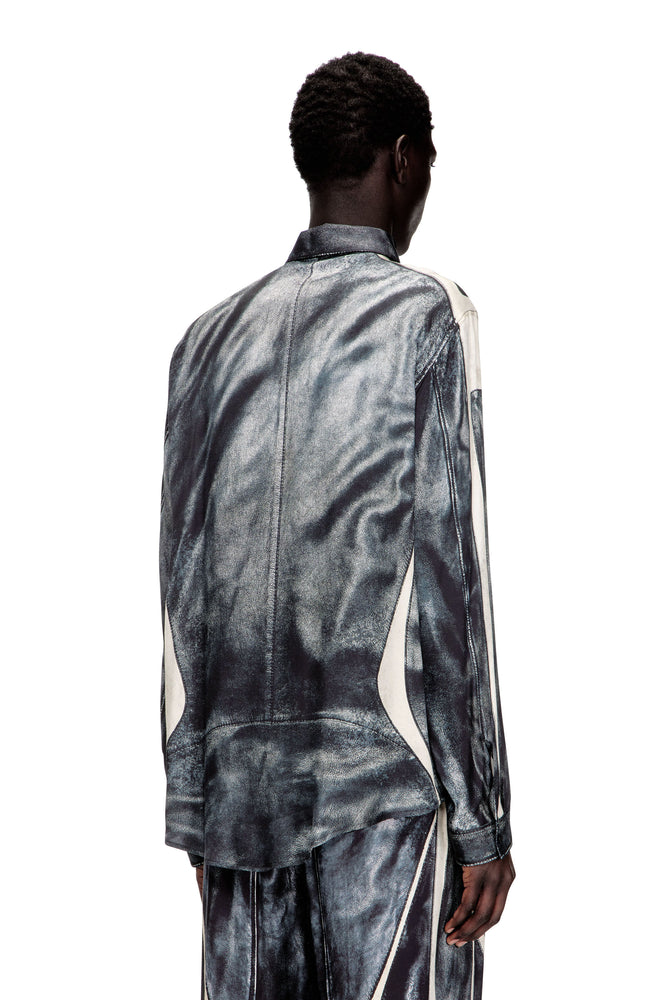 Printed viscose shirt with front zip closure (1)