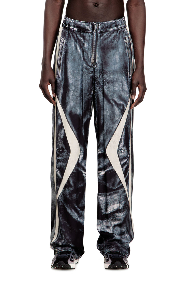 Biker-trompe l'oeil satin track pants