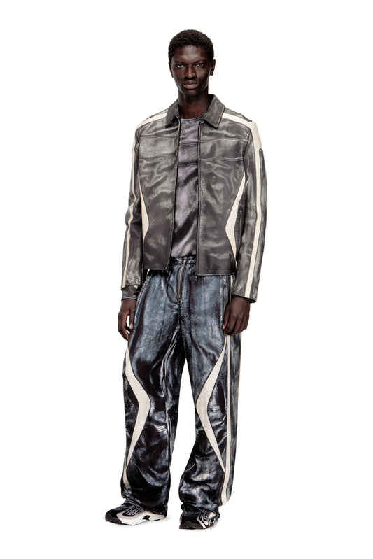 Biker-trompe l'oeil satin track pants (2)