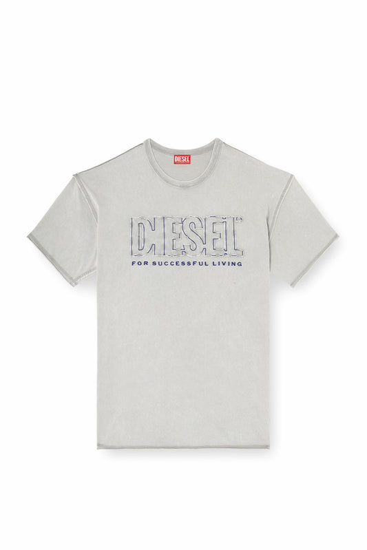 T-shirt with appliqué logo and raw edge (3)