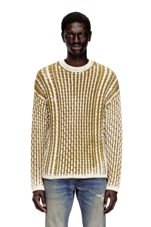Reverse-print cable-knit jumper