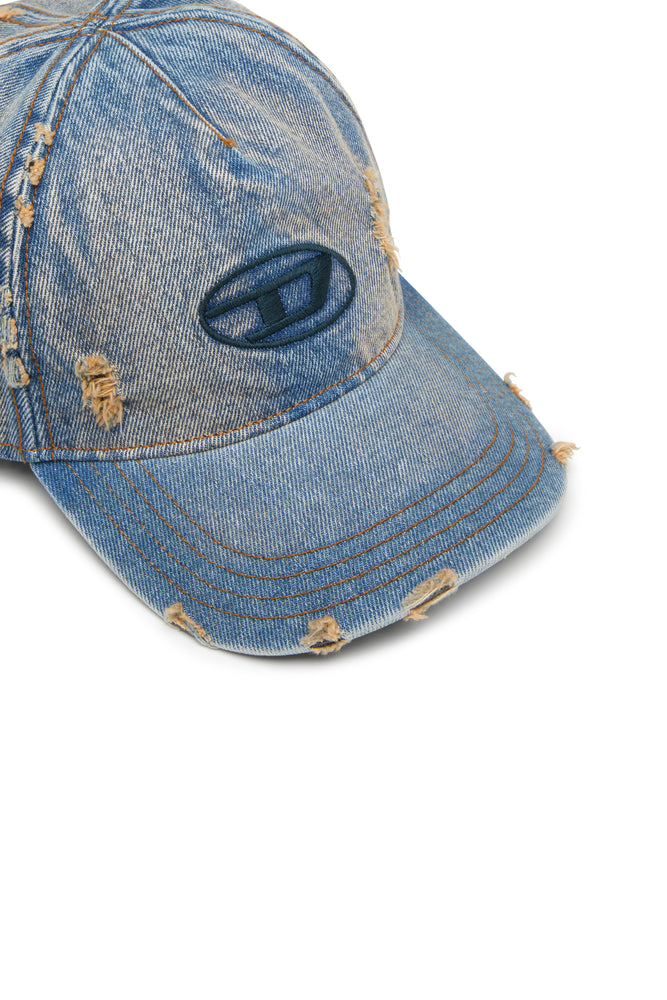 Denim cap with frayed details and embroidered logo (2)